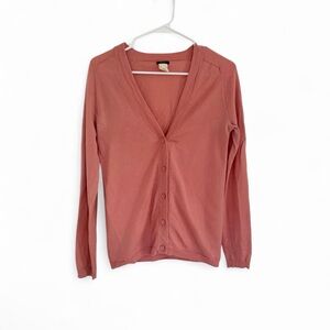 J. Crew 100% Merino Wool Cardigan Sweater Women’s M Pink Button Front Preppy